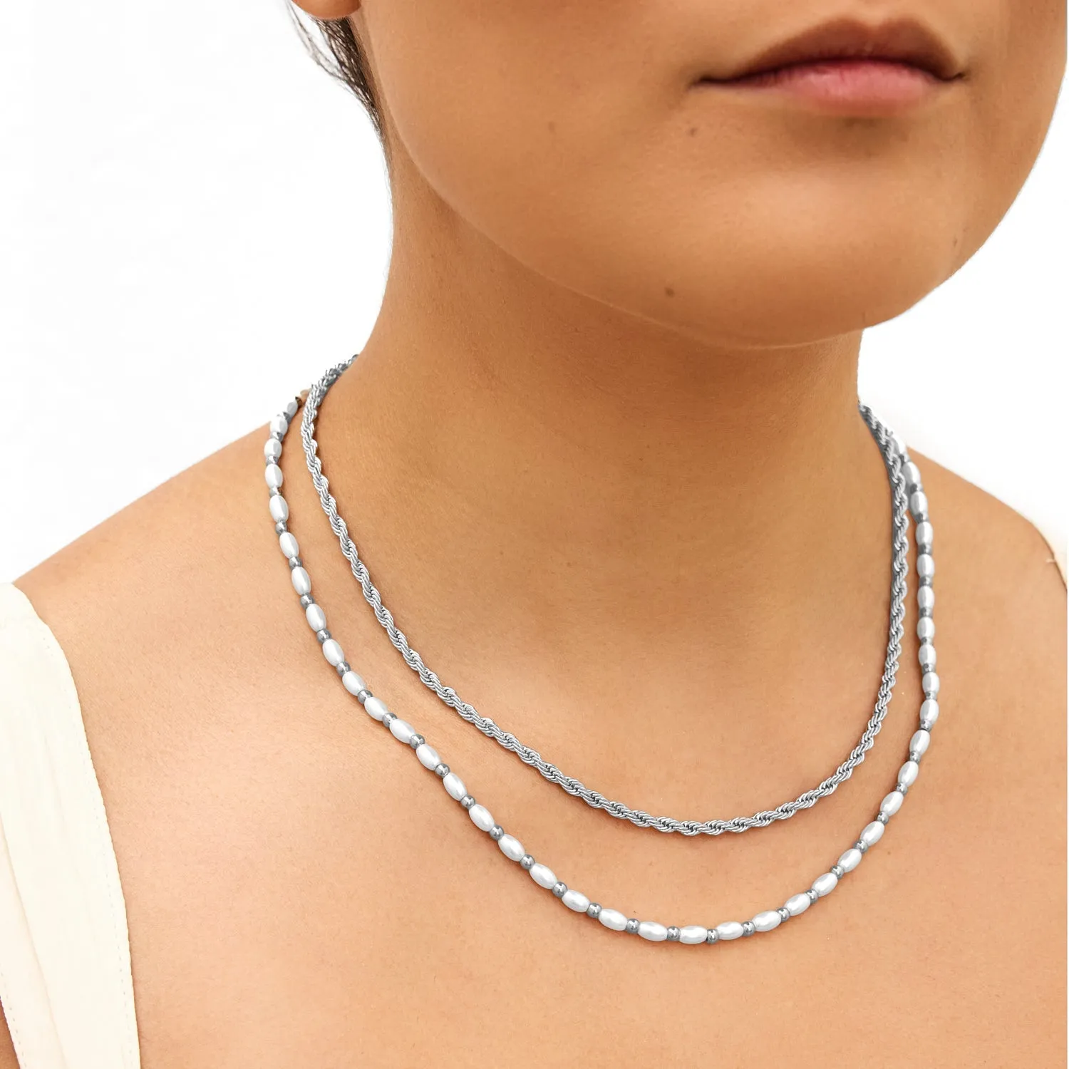 Small Rope Chain Necklace (Silver) sold by Abbott Lyon product image thumbnail 2