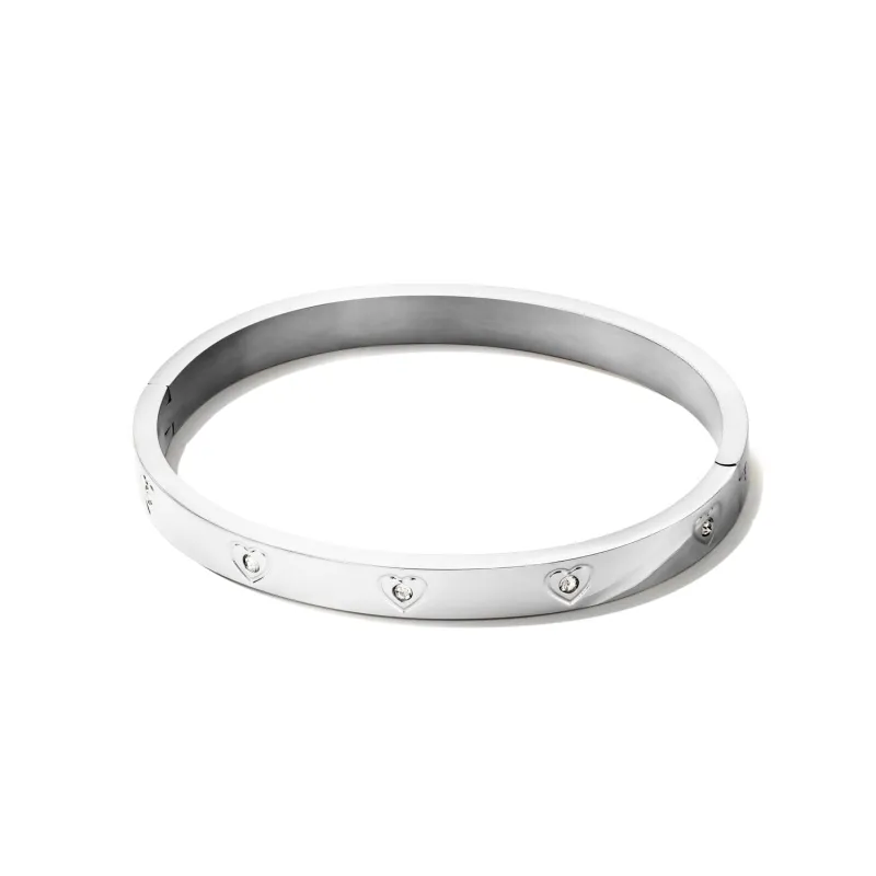 Statement Crystal Heart Bangle (Silver) made by Abbott Lyon