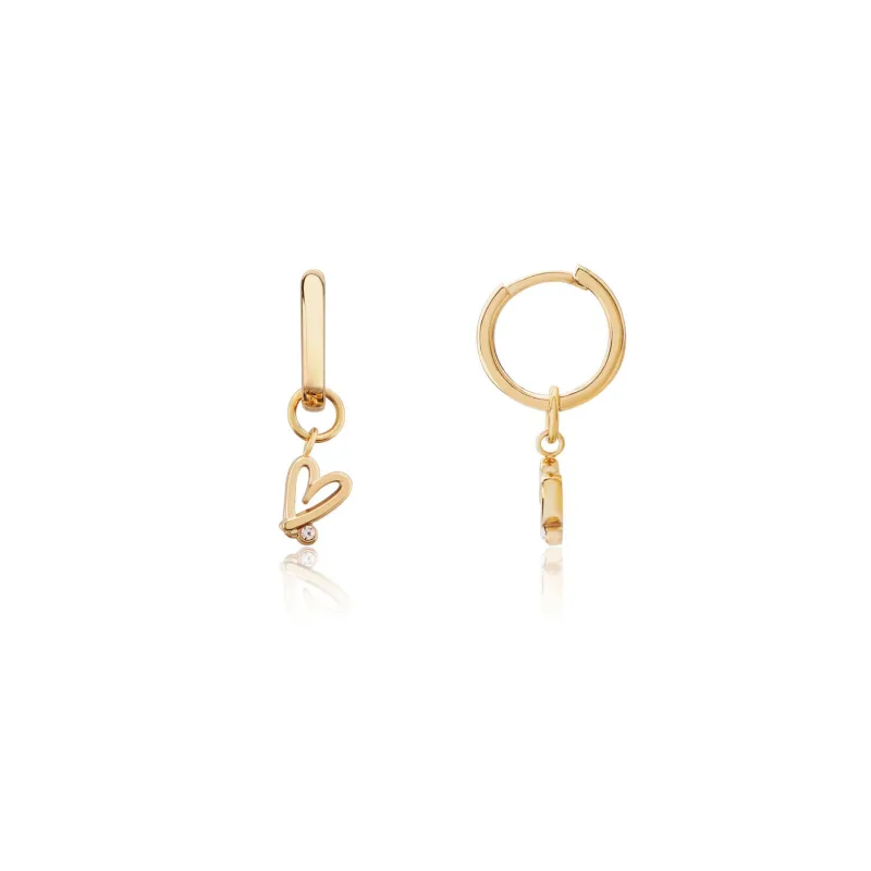 Stories Doodle Heart Huggie Hoops (Gold) made by Abbott Lyon