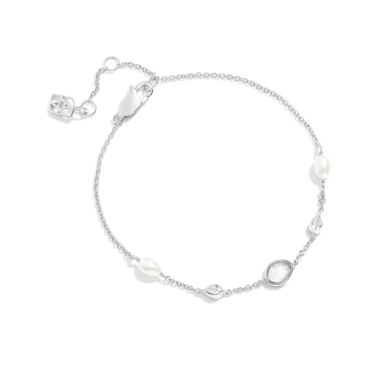Modern Elegance Quartz & Pearl Bracelet (Silver) made by Abbott Lyon