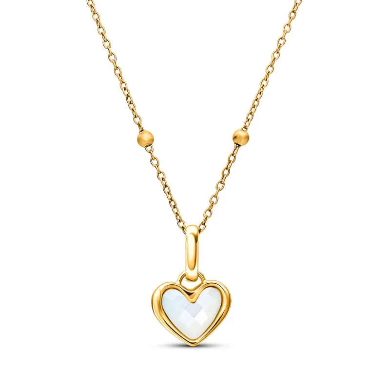 White Quartz Heart Necklace (Gold) made by Abbott Lyon