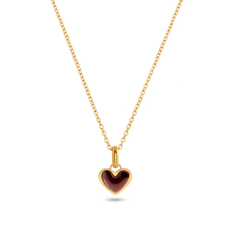 Chocolate Brown Heart Necklace (Gold) made by Abbott Lyon
