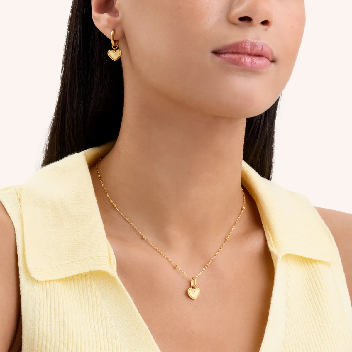 Butter Yellow Quartz Heart Necklace & Earrings Set (Gold) sold by Abbott Lyon product image thumbnail 2
