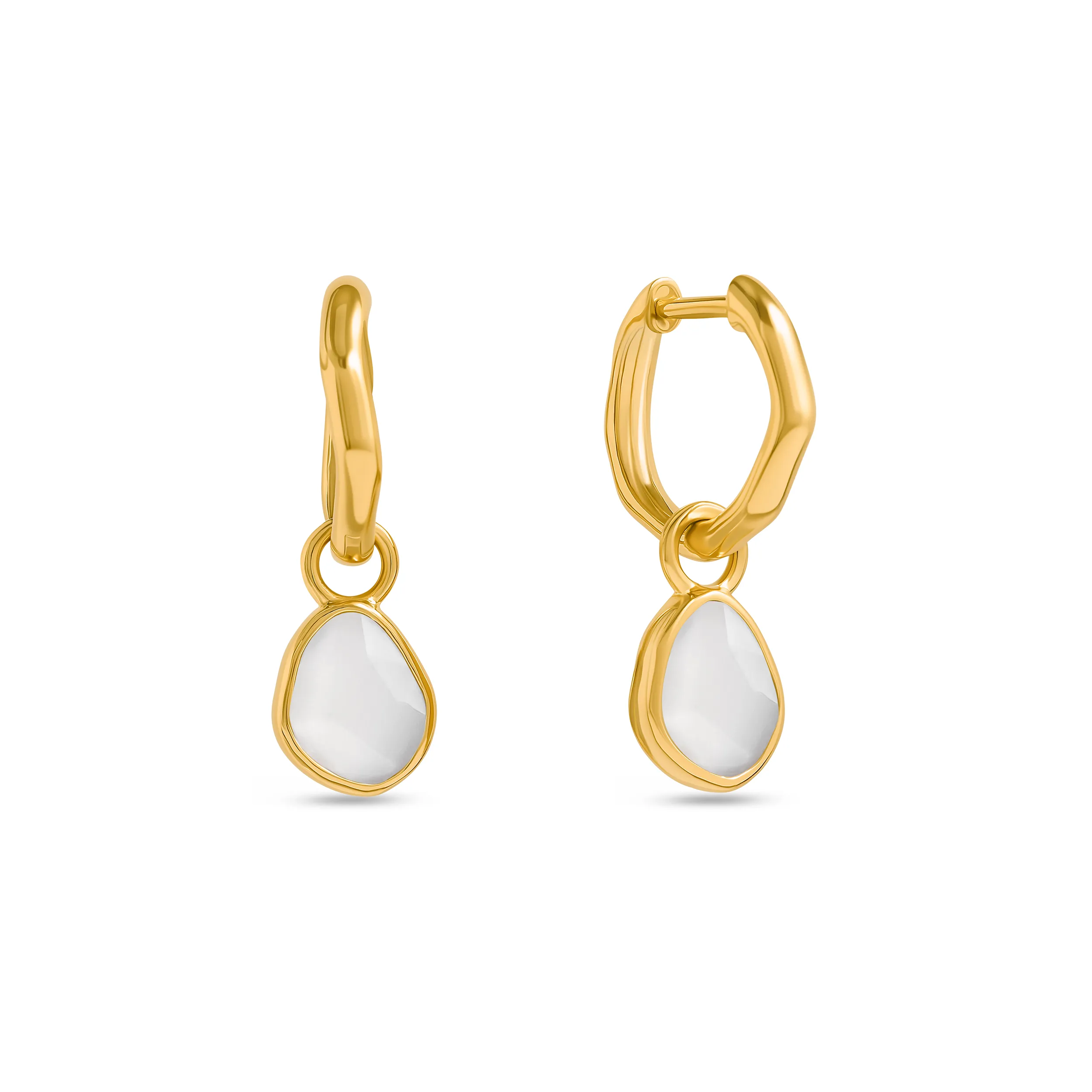 Signature Cut White Quartz Huggie Earrings (Gold) sold by Abbott Lyon