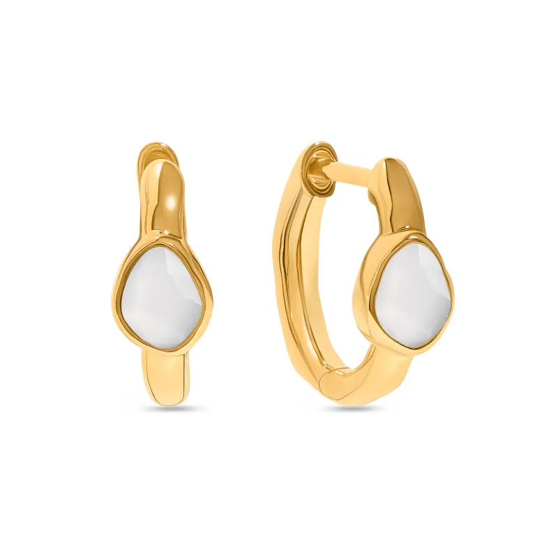 Signature Cut White Quartz Sleeper Earrings (Gold) made by Abbott Lyon