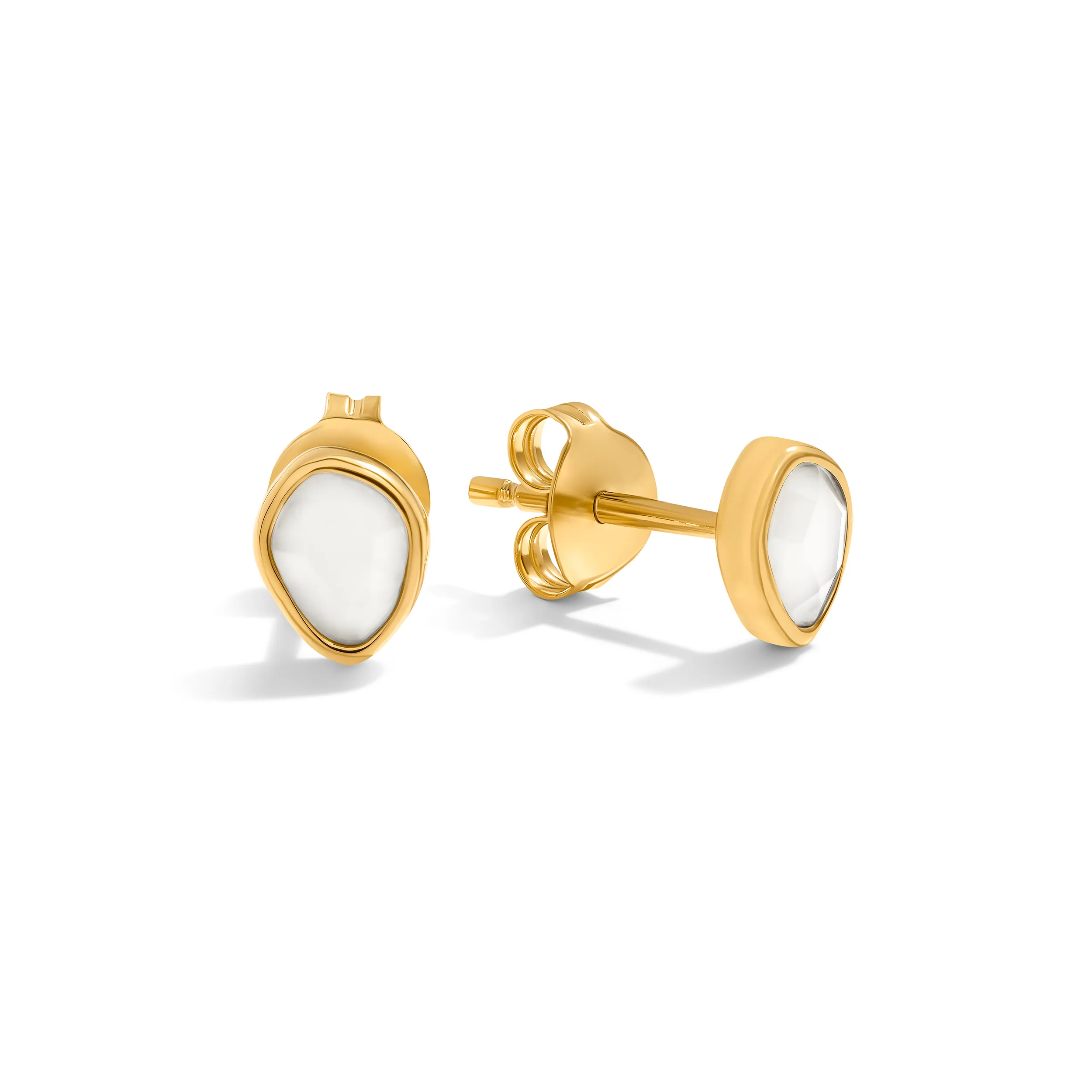 Signature Cut White Quartz Stud Earrings (Gold) sold by Abbott Lyon