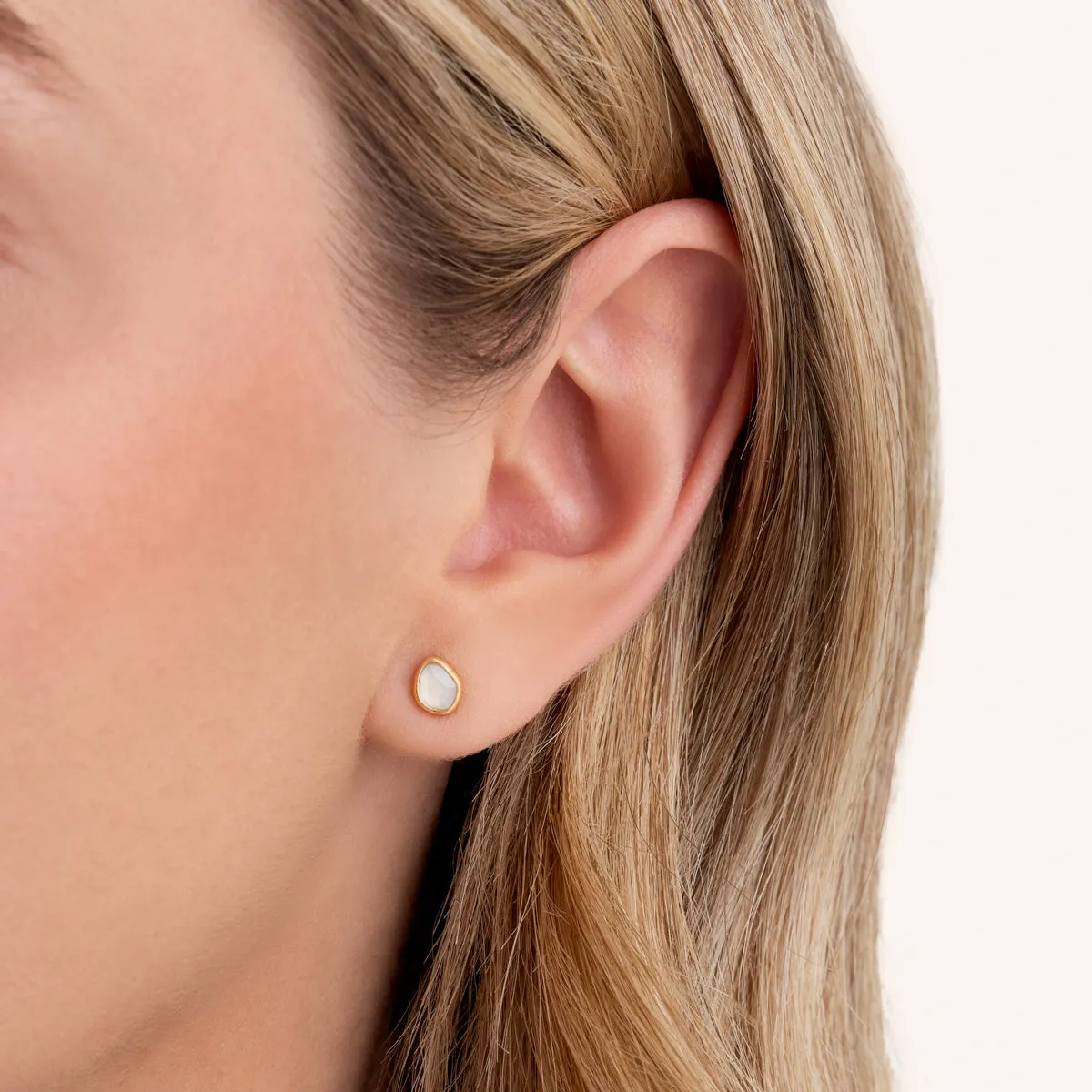 Signature Cut White Quartz Stud Earrings (Gold) sold by Abbott Lyon product image thumbnail 2