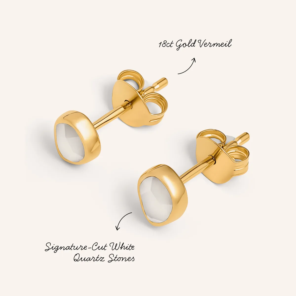 Signature Cut White Quartz Stud Earrings (Gold) sold by Abbott Lyon product image thumbnail 3