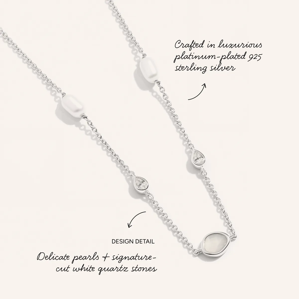 Modern Elegance Quartz & Pearl Necklace (Silver) sold by Abbott Lyon product image thumbnail 3
