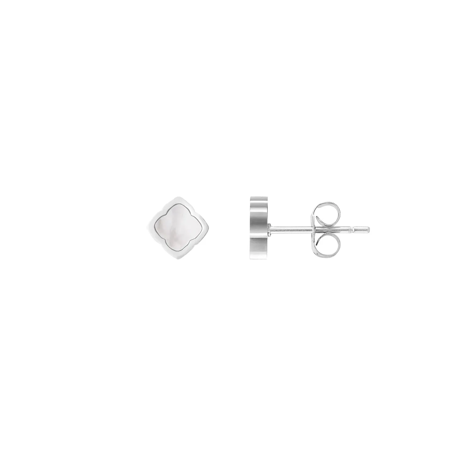 Mini Pearl Clover Stud Earrings (Silver) sold by Abbott Lyon