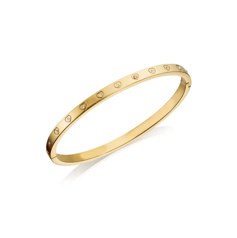 Crystal Heart Bangle (Gold) made by Abbott Lyon