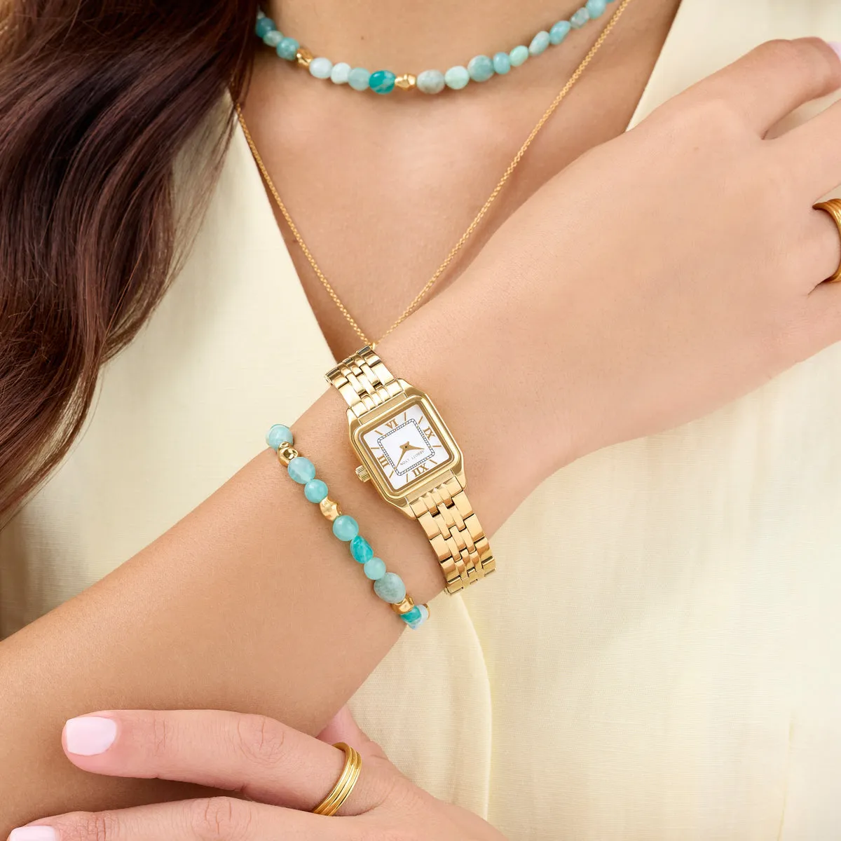 Amazonite & Gold Beaded Set (Gold) sold by Abbott Lyon