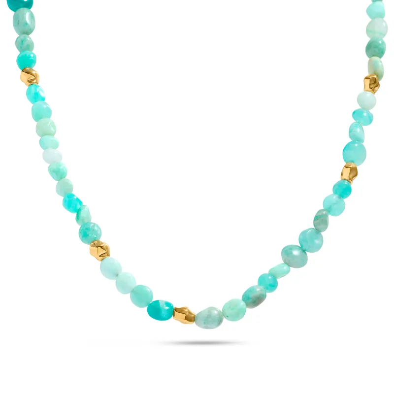 Amazonite & Gold Beaded Necklace (Gold) made by Abbott Lyon