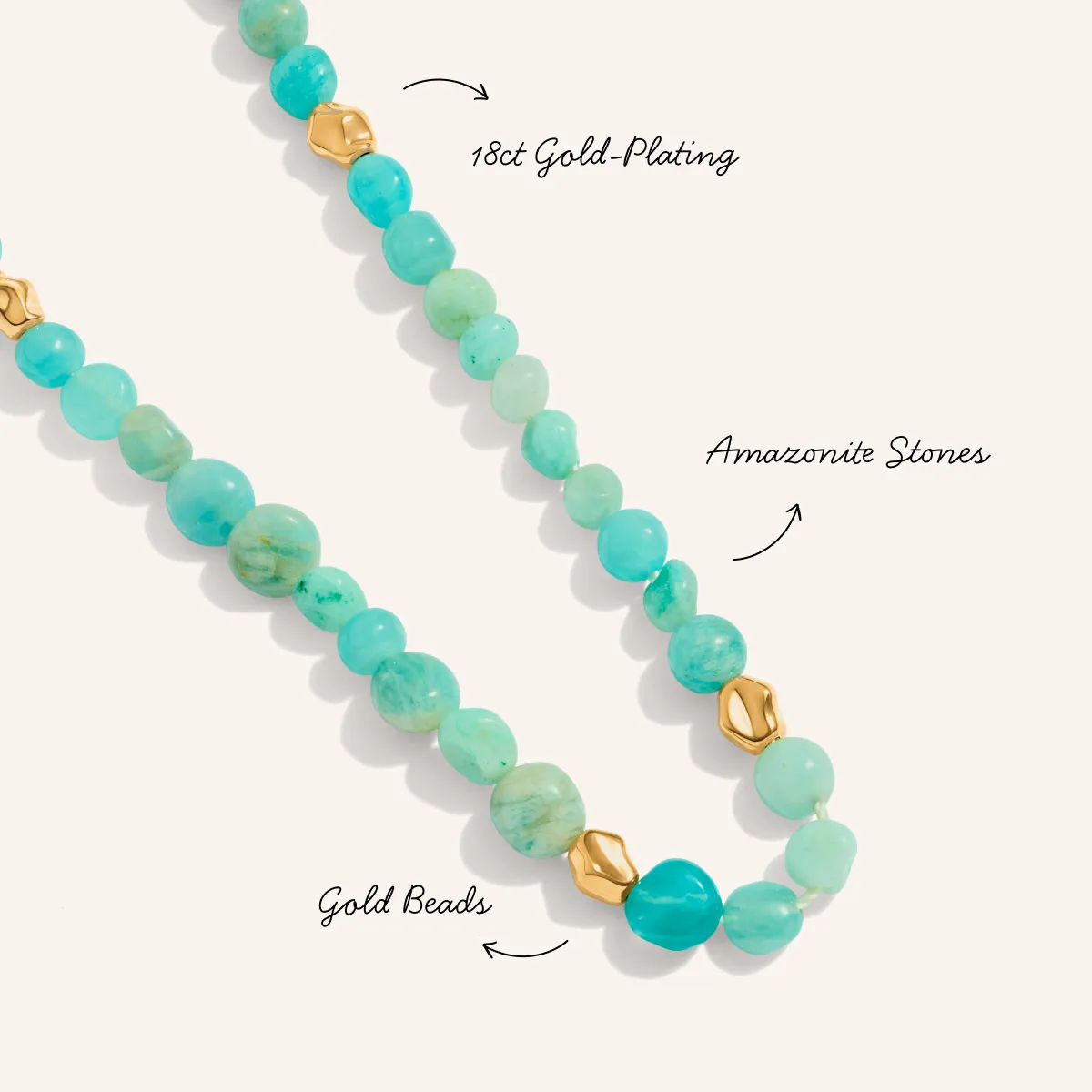 Amazonite & Gold Beaded Necklace (Gold) sold by Abbott Lyon product image thumbnail 3