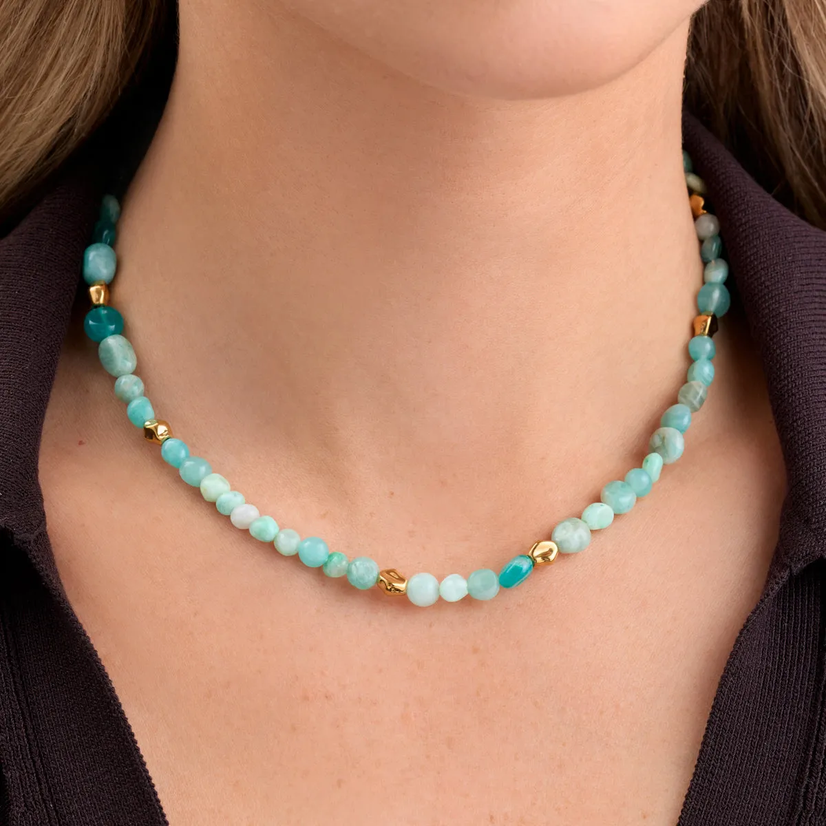 Amazonite & Gold Beaded Necklace (Gold) sold by Abbott Lyon product image thumbnail 2