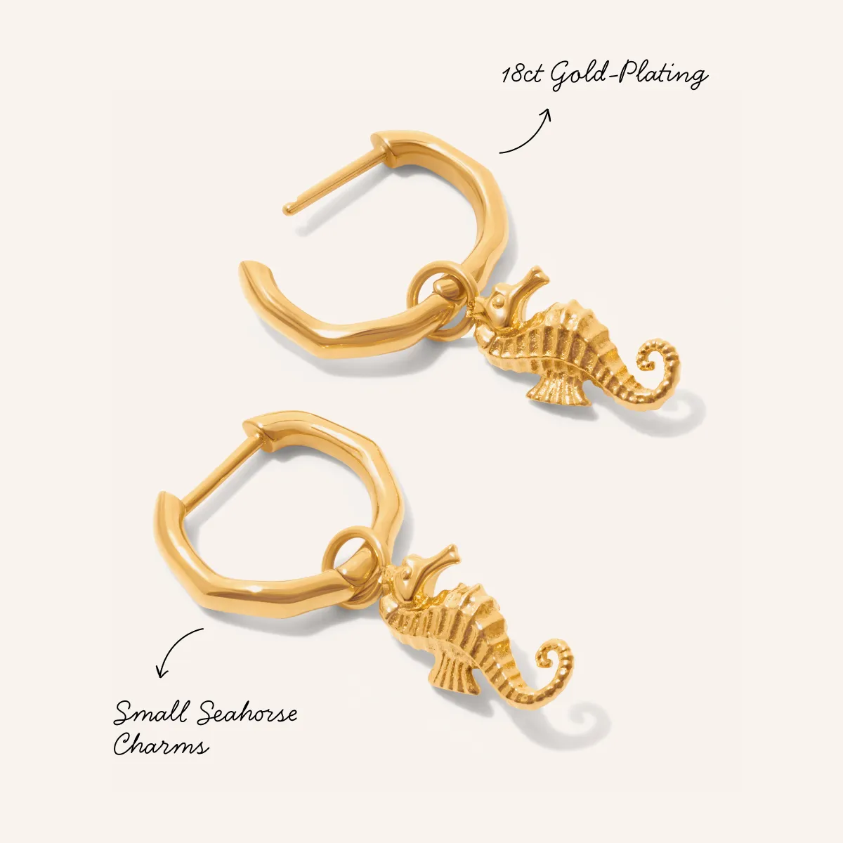 Ocean Charms Seahorse Huggie Earrings (Gold) sold by Abbott Lyon product image thumbnail 2
