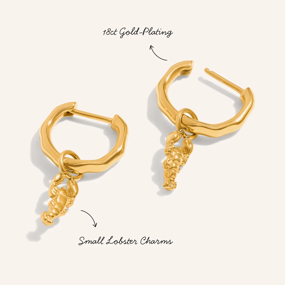 Ocean Charms Lobster Huggie Earrings (Gold) sold by Abbott Lyon product image thumbnail 3