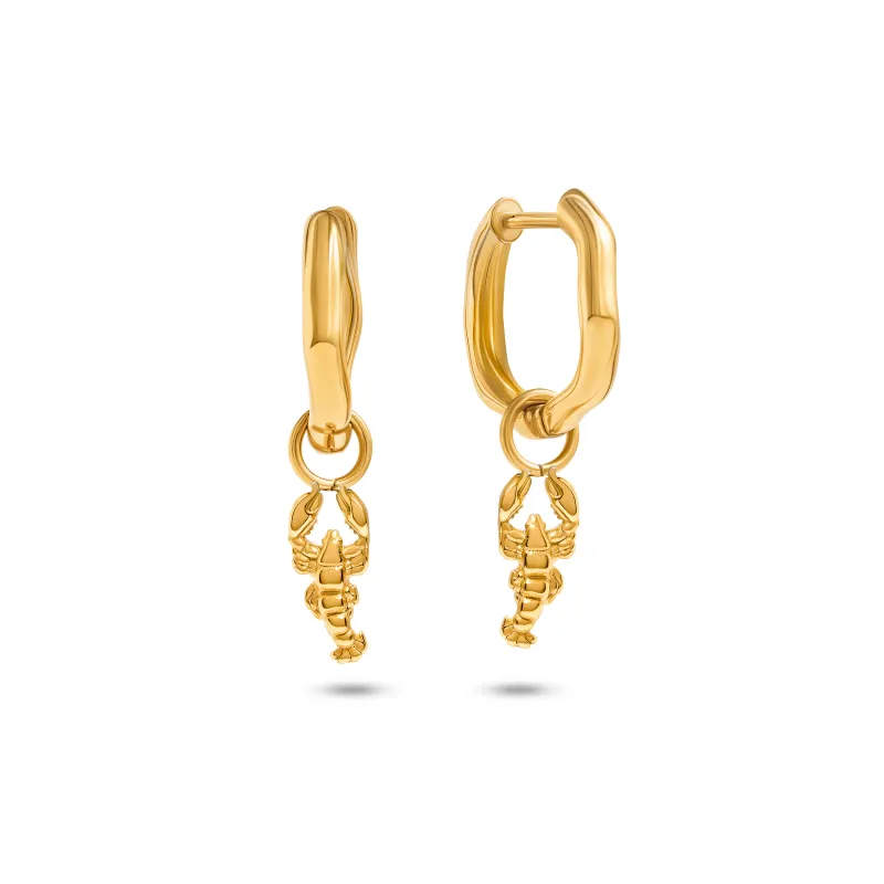 Ocean Charms Lobster Huggie Earrings (Gold) made by Abbott Lyon