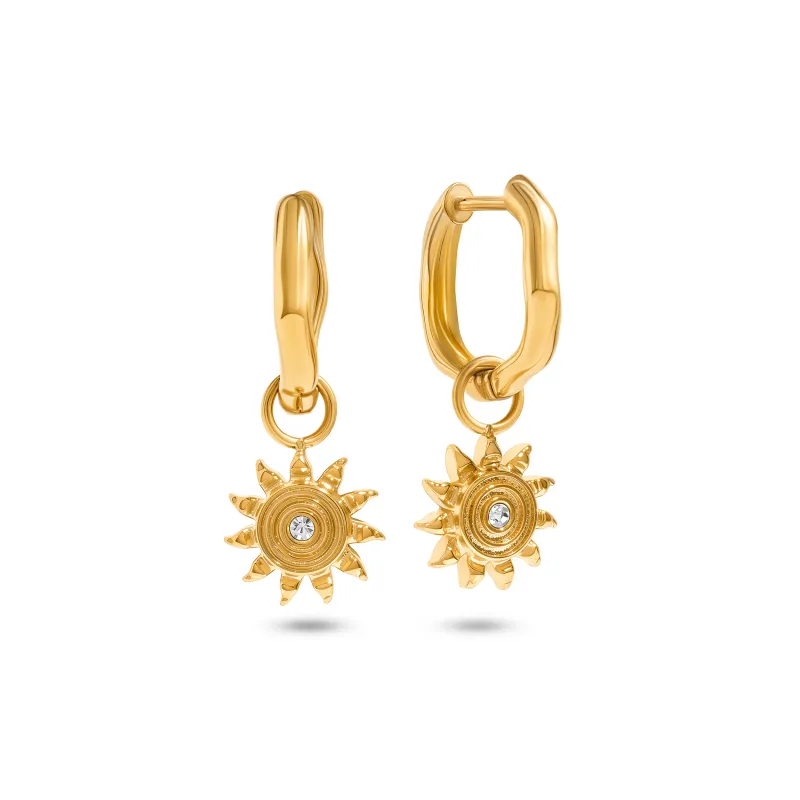 Ocean Charms Sun Huggie Earrings (Gold) made by Abbott Lyon