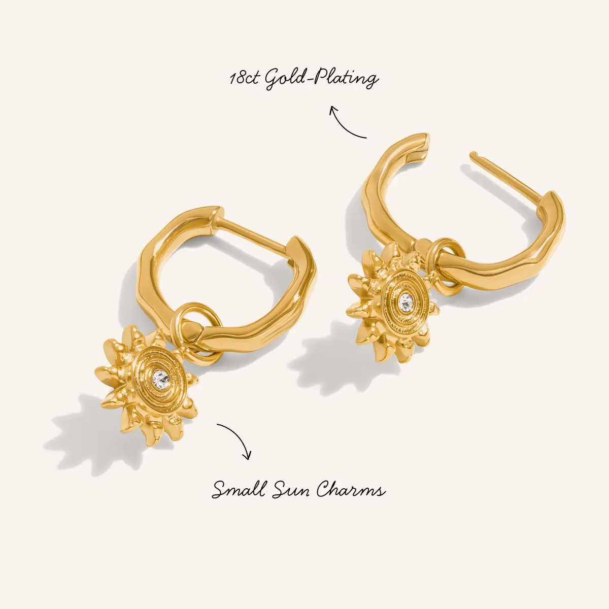 Ocean Charms Sun Huggie Earrings (Gold) sold by Abbott Lyon product image thumbnail 3