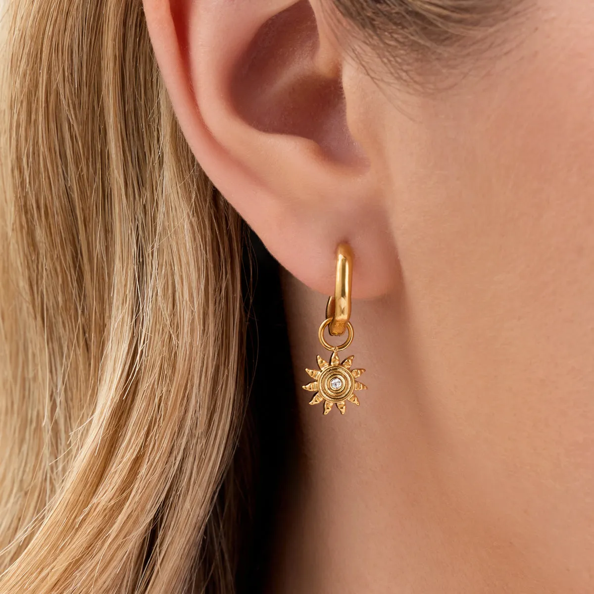 Ocean Charms Sun Huggie Earrings (Gold) sold by Abbott Lyon product image thumbnail 2