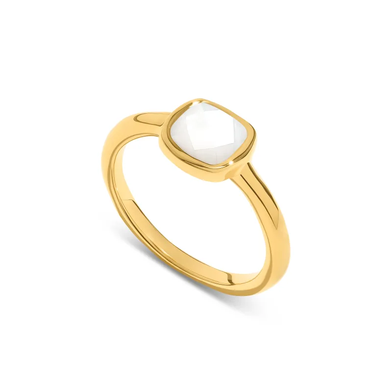 Mother of Pearl Cushion Ring (Gold) made by Abbott Lyon
