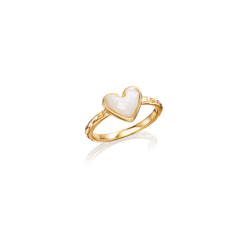 Mother of Pearl Heart Ring (Gold) made by Abbott Lyon