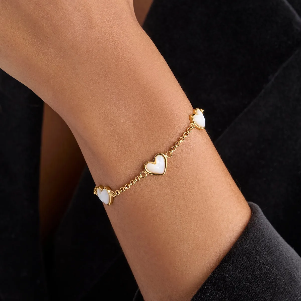 Mother of Pearl Multi Heart Bracelet (Gold) sold by Abbott Lyon product image thumbnail 2