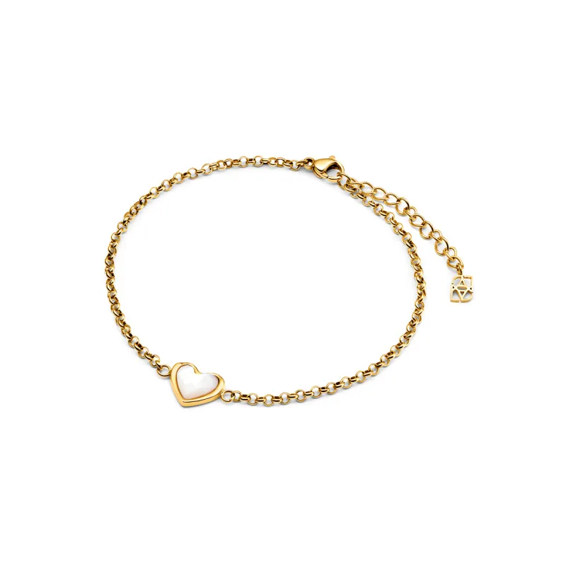 Mother of Pearl Heart Bracelet (Gold) made by Abbott Lyon