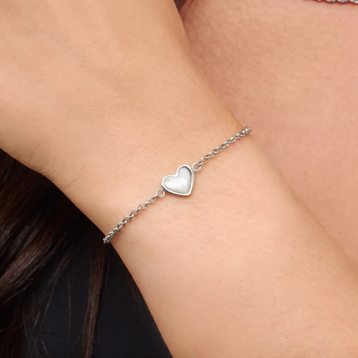 Mother of Pearl Heart Bracelet (Silver) sold by Abbott Lyon product image thumbnail 2