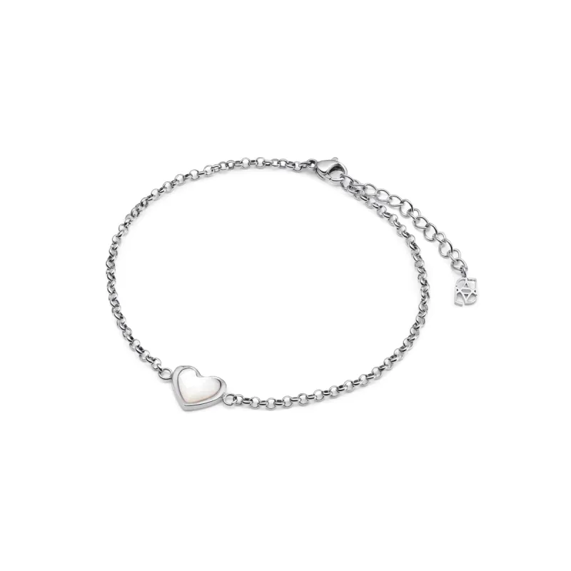 Mother of Pearl Heart Bracelet (Silver) made by Abbott Lyon