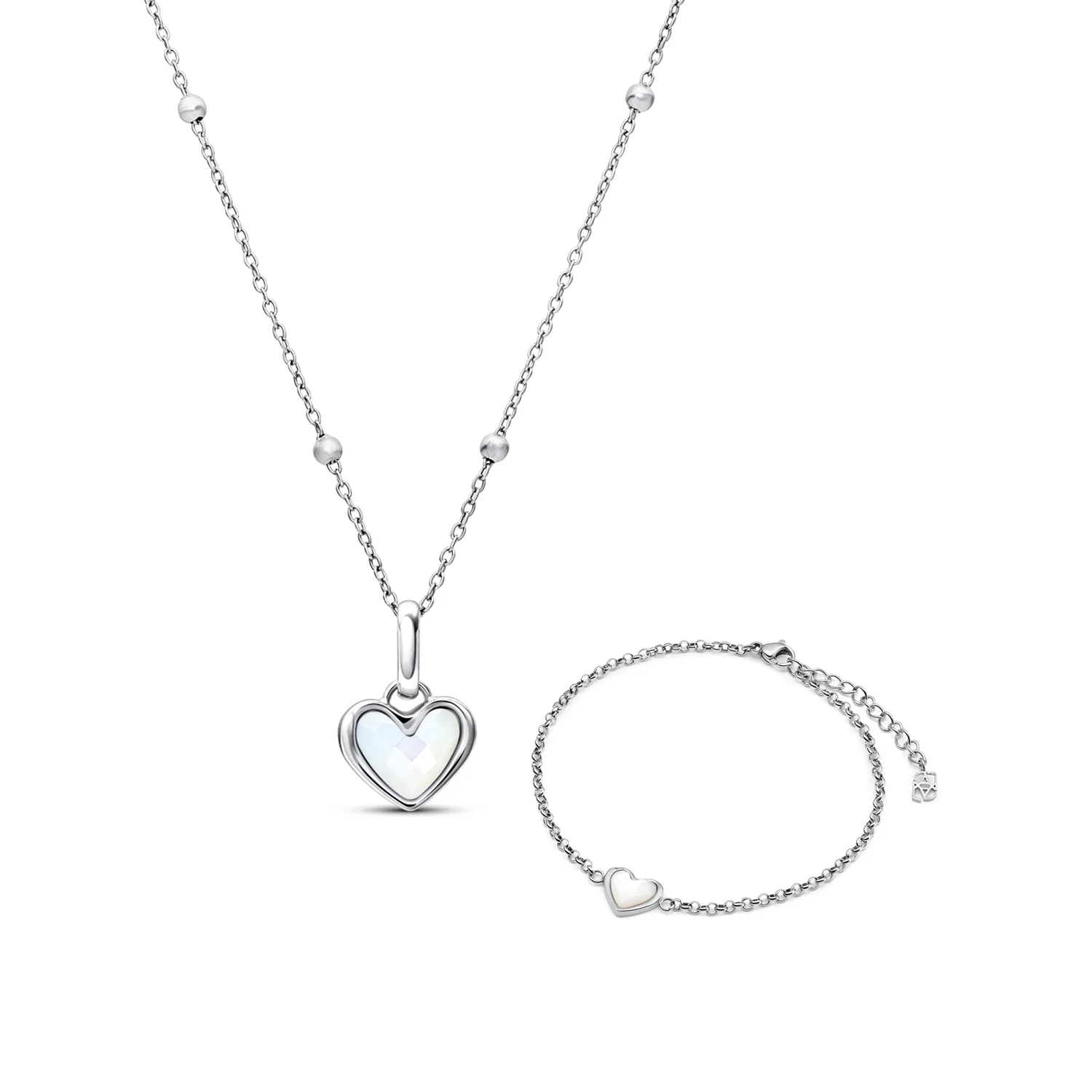 Mother of Pearl Heart Bracelet (Silver) sold by Abbott Lyon product image thumbnail 2