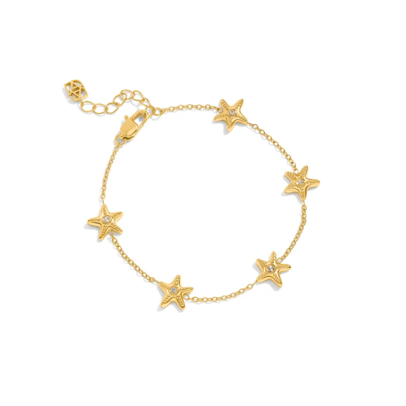 Multi Starfish Anklet (Gold) made by Abbott Lyon