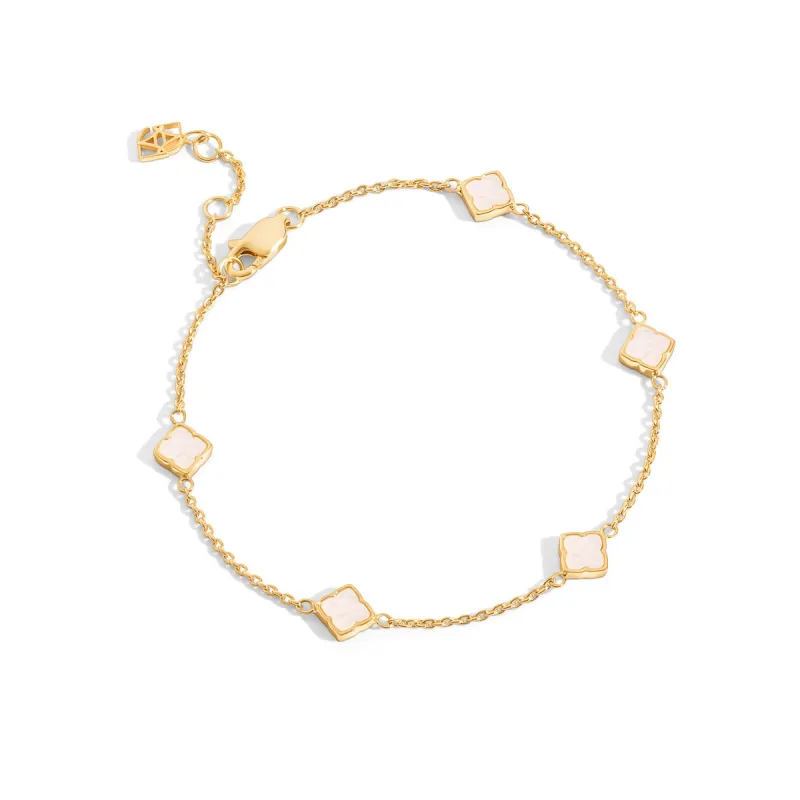 Fine Mini Pearl Multi Clover Bracelet (Gold) made by Abbott Lyon