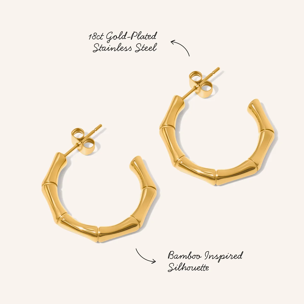 Bamboo Hoop Earrings (Gold) sold by Abbott Lyon product image thumbnail 3
