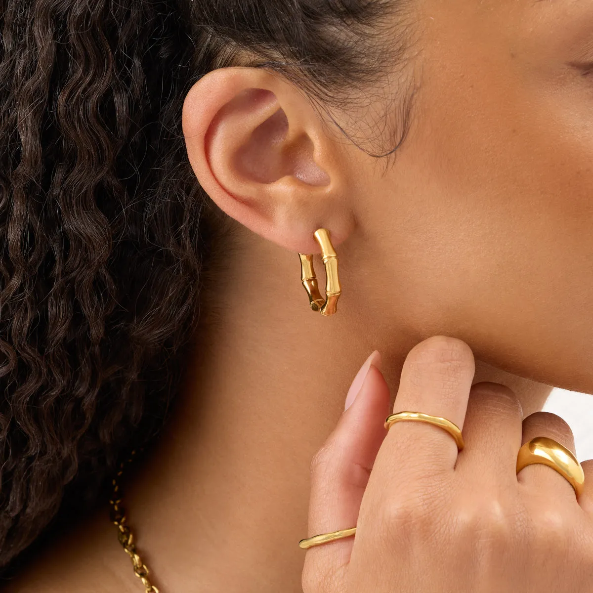 Bamboo Hoop Earrings (Gold) sold by Abbott Lyon product image thumbnail 4