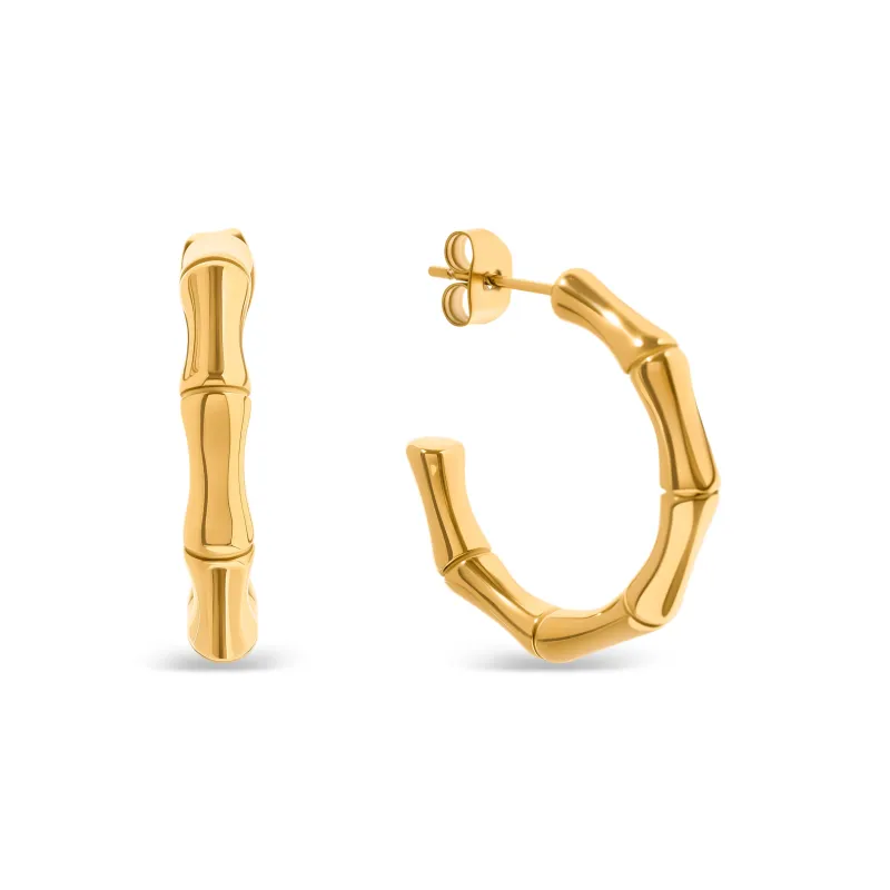 Bamboo Hoop Earrings (Gold) made by Abbott Lyon