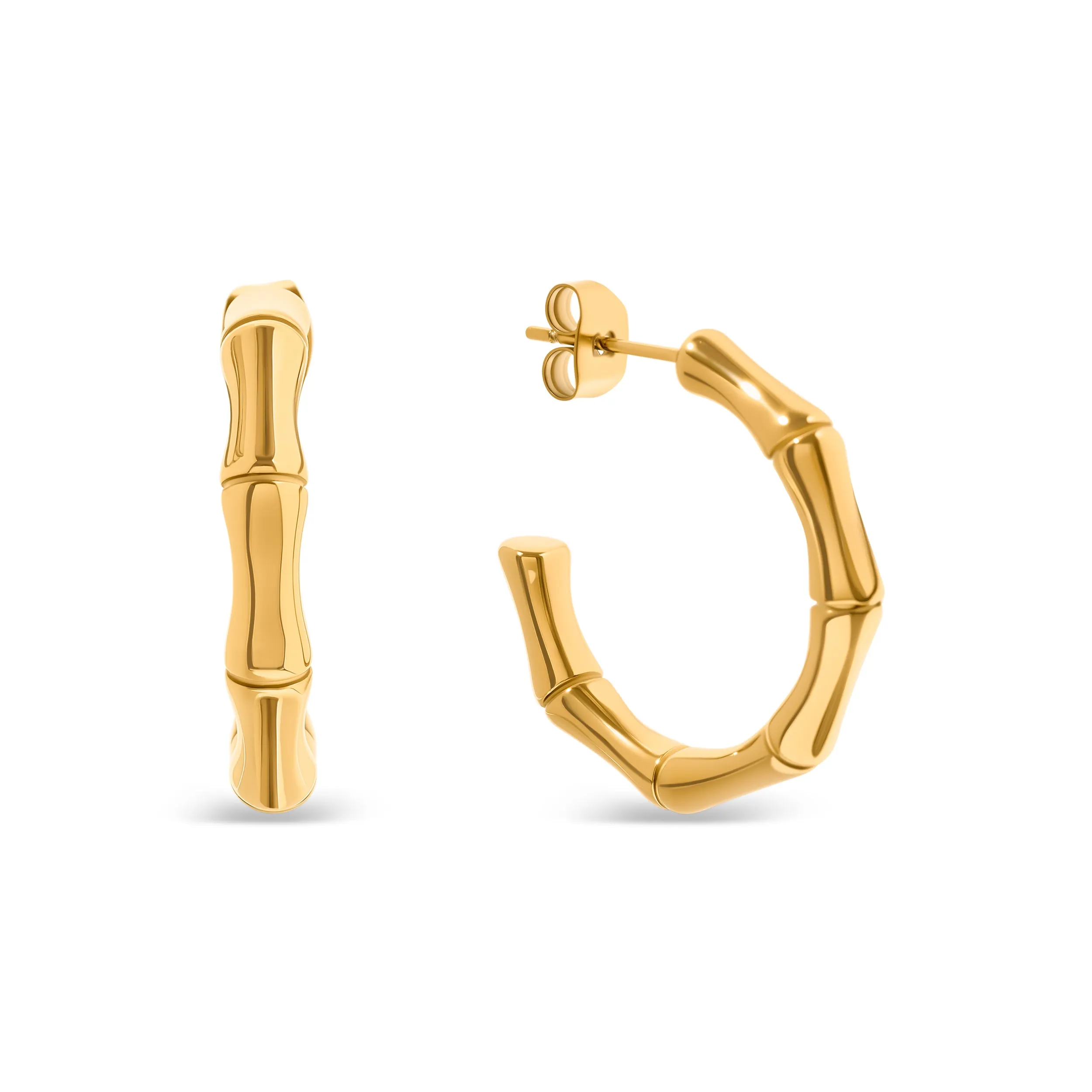 Bamboo Hoop Earrings (Gold) sold by Abbott Lyon