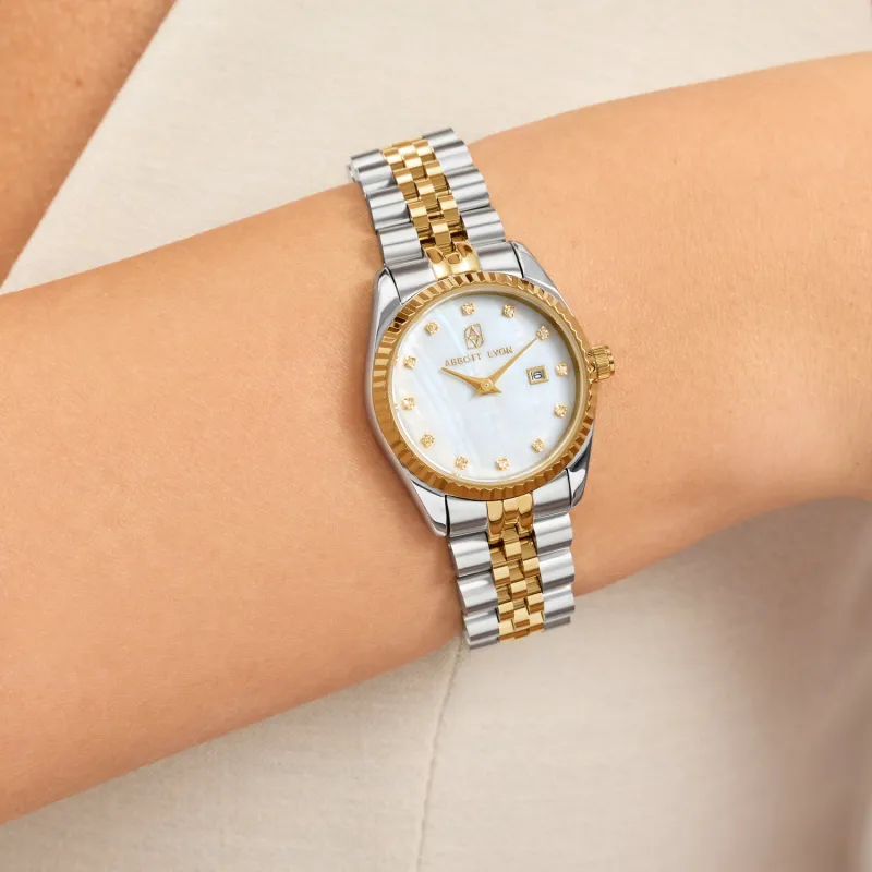 Belgravia Pearl Watch 30 & Bracelet Set (Gold) made by Abbott Lyon
