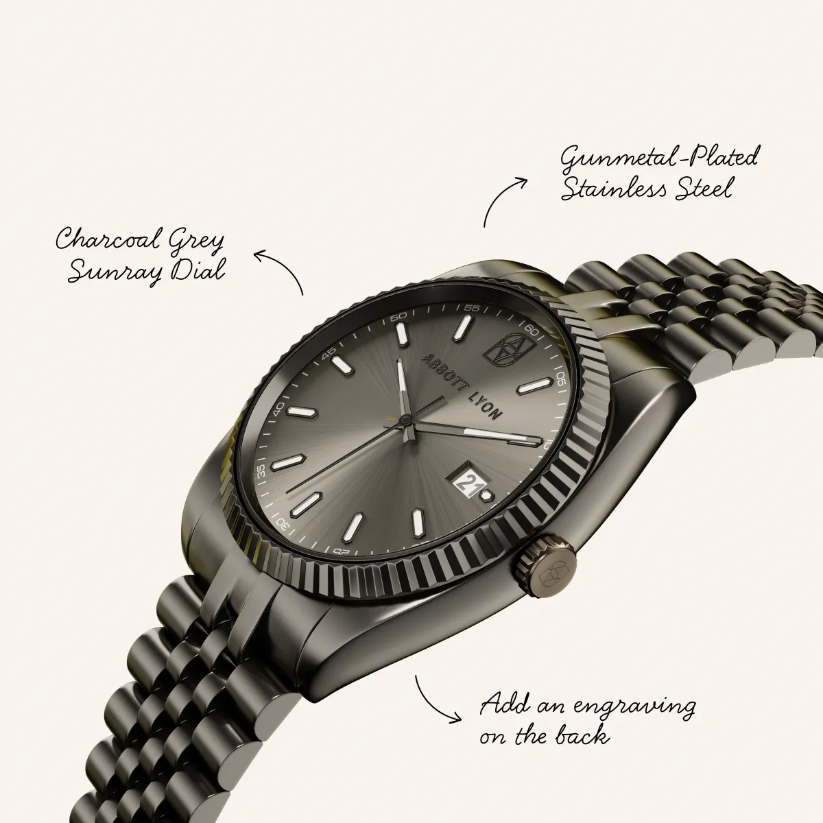 Belgravia 41 Gunmetal Watch (Silver) sold by Abbott Lyon product image thumbnail 3