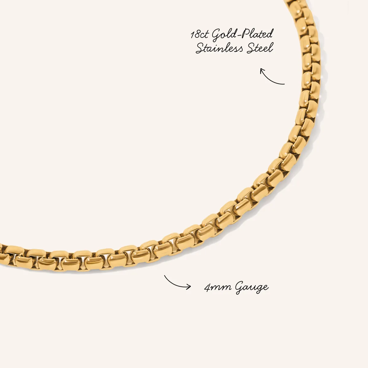 Box Chain Bracelet (Gold) sold by Abbott Lyon product image thumbnail 3