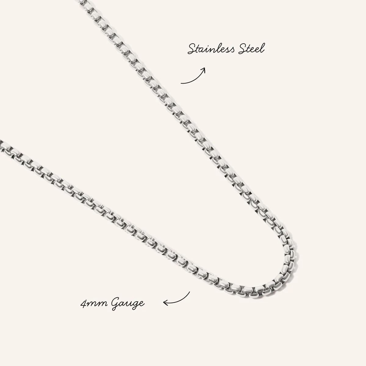 Box Chain Necklace (Silver) sold by Abbott Lyon product image thumbnail 3