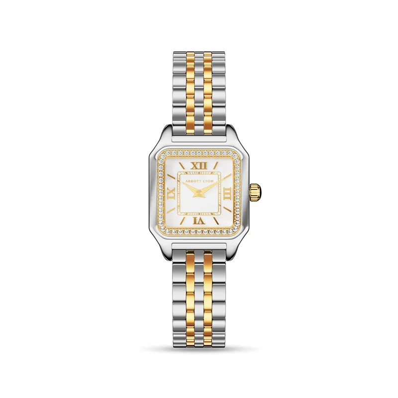 Essence Pavé Two Tone 23 Watch (Gold/Silver) made by Abbott Lyon