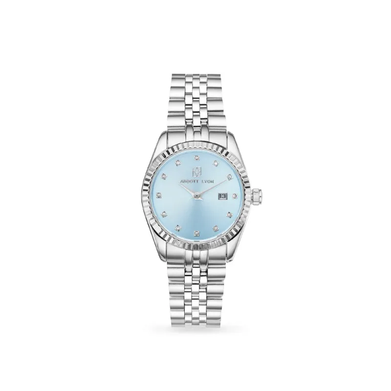 Silver Link Blue Belgravia 30 Watch made by Abbott Lyon
