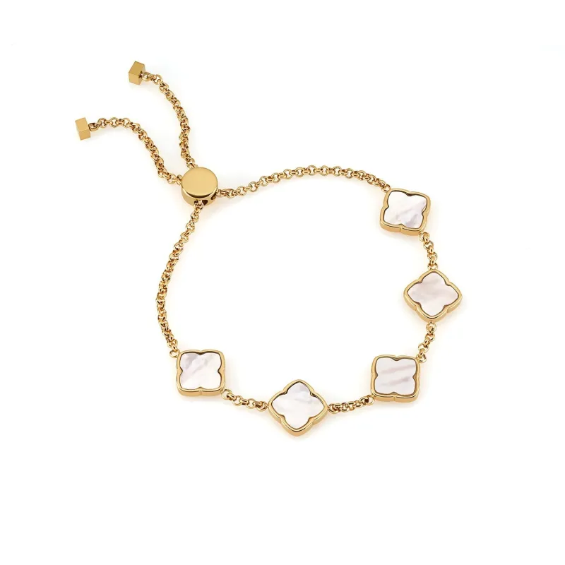 Multi Mother of Pearl Clover Bracelet (Gold) made by Abbott Lyon