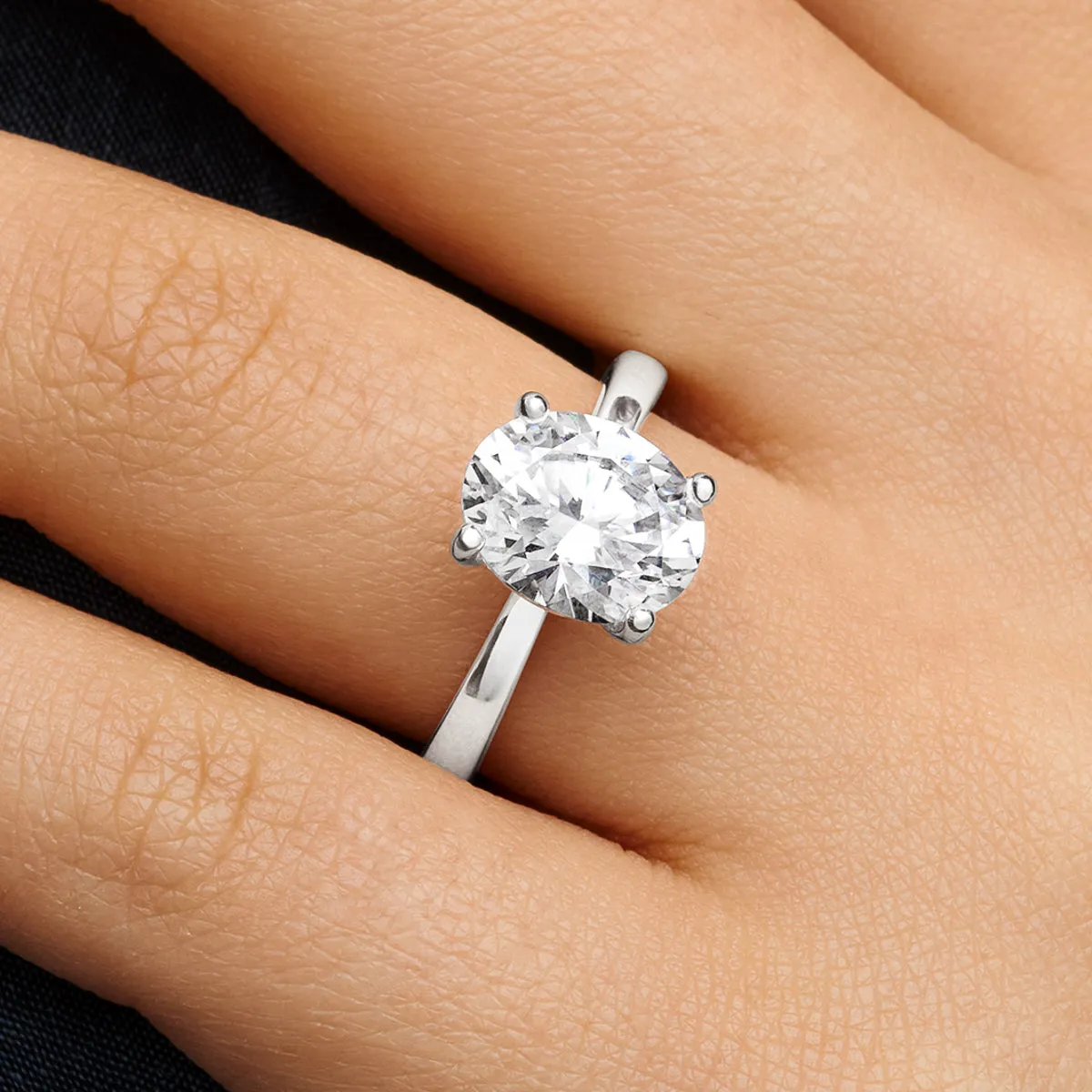 Oval Cut Solitaire Ring 2ct (Silver) sold by Abbott Lyon product image thumbnail 2