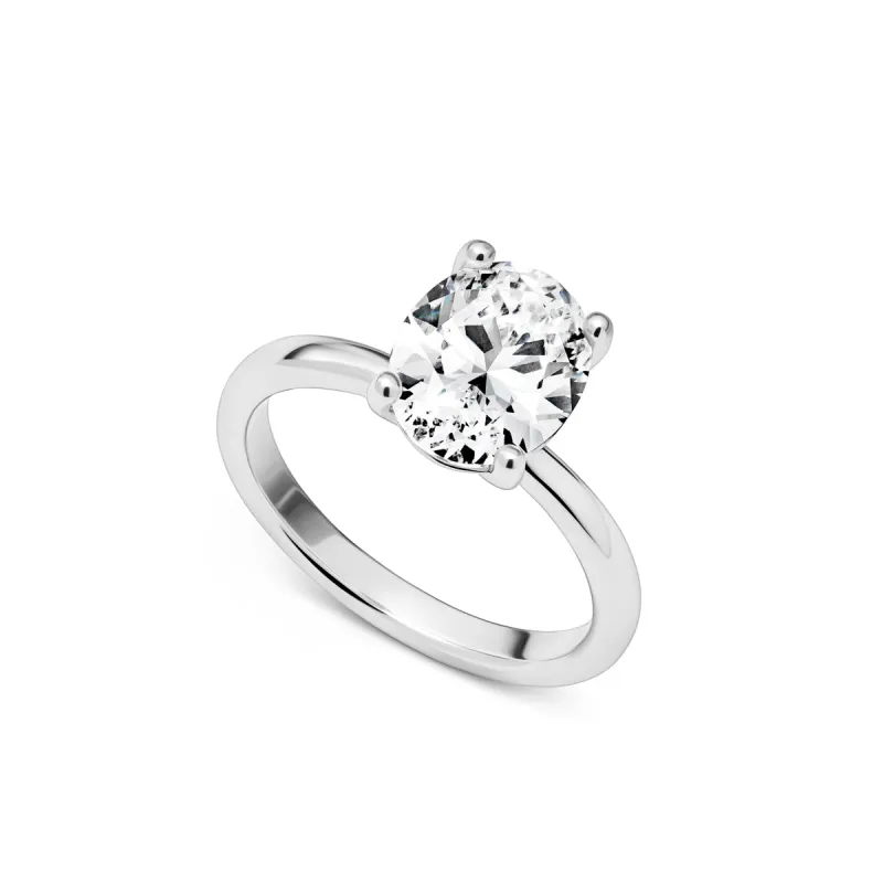 Oval Cut Solitaire Ring 2ct (Silver) made by Abbott Lyon
