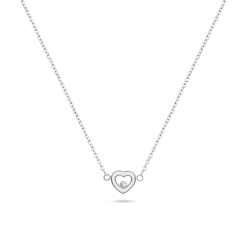 Floating Crystal Heart Necklace (Silver) made by Abbott Lyon