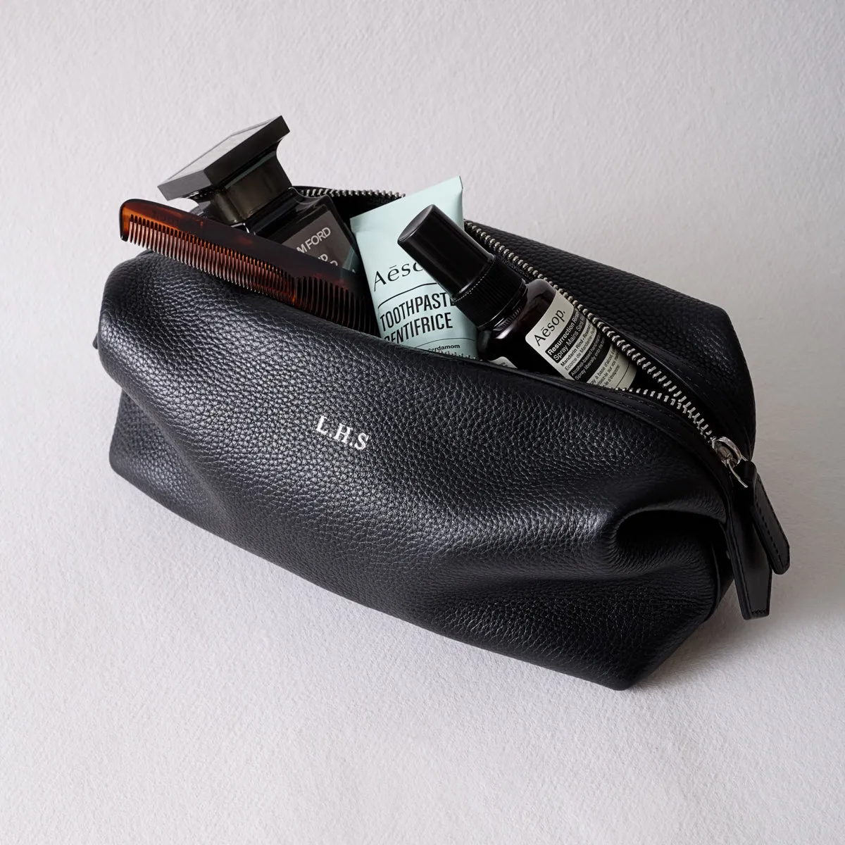 Men's Leather Wash Bag (Black) sold by Abbott Lyon product image thumbnail 4