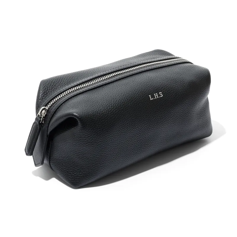 Men's Leather Wash Bag (Black) made by Abbott Lyon